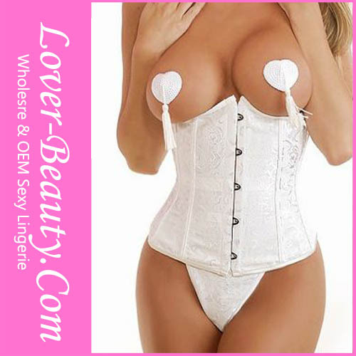 Free Shipping +Factory Drop Ship + White/Black Brocade Curved Top Underbust Waist Corset (S M L XL 2XL 3XL 4XL 5XL 6XL )