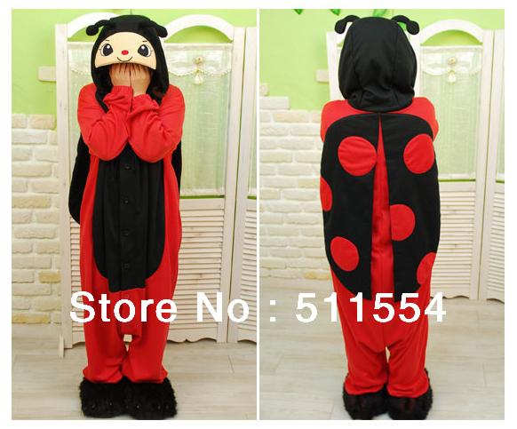 Free Shipping FACTORY SALES ! Cosplay Costume Kigurumi Pajamas Ladybird Animal Pajamas Winter Fleece Sleepwear for Women/men