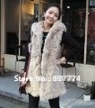 Free Shipping fake rabbit Fur vest Women's down Coat  Hoodie outwear (Black ,Beige) Wholesale Promotion