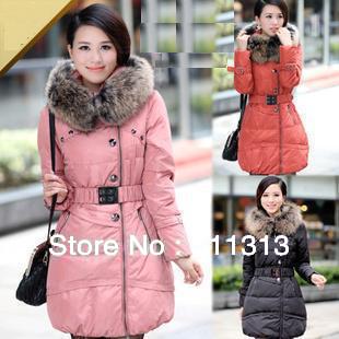 FREE SHIPPING famous brand quality assurance fashion huge raccoon collar thicken long down coats