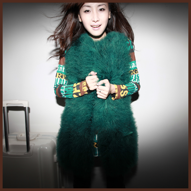 Free Shipping Fanny 2012 autumn and winter women ostrich wool real fur turkey fur vest outerwear