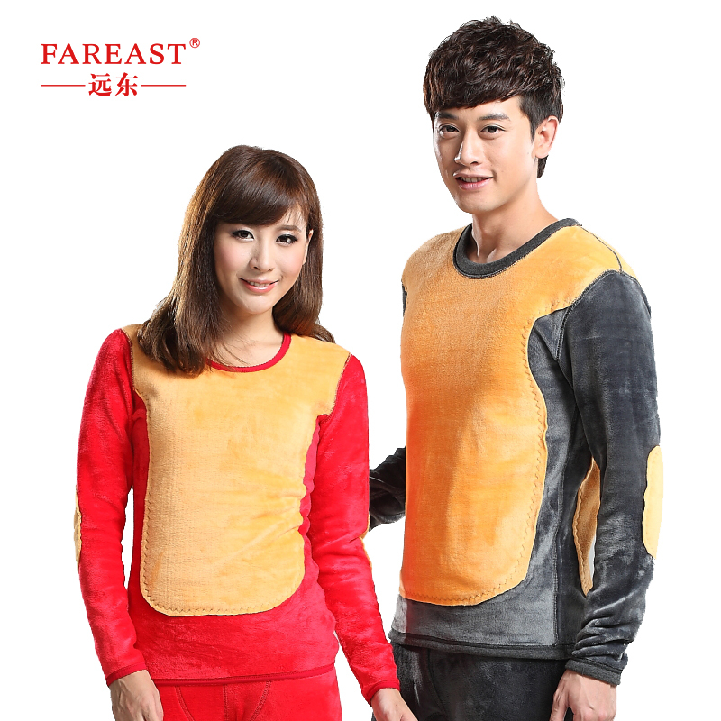 Free shipping! Far east autumn and winter o-neck thickening plus velvet thermal underwear male women's golden flower set