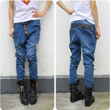 Free Shipping Fashion 2012 Harem pants collapse pants jeans sagging pants slacks Large Size