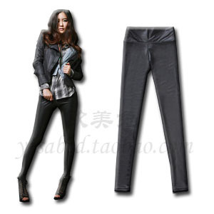 Free shipping Fashion 2012 women's dolphin high waist dull skin faux leather pants black slim legging