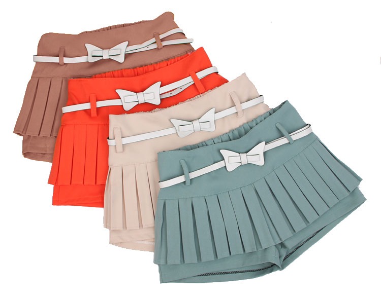 Free Shipping Fashion 2013 New Arrivel Women's Short Pantskirts Korean Style All Match Slim Female Pleated Shorts With Belt