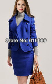 FREE SHIPPING Fashion 2013 spring woolen work wear women's set  suit skirt