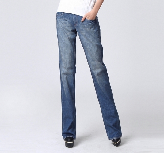 Free Shipping Fashion 2013 women's jeans high waist elastic loose straight pants mm plus size