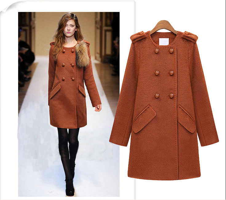 Free shipping,Fashion 3 breasted medium-long wool coat outerwear