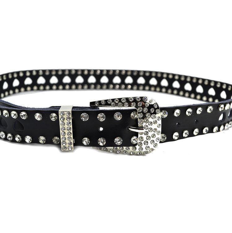 Free shipping  fashion all-match cowhide women's cutout diamond belt women's genuine leather belt women's strap rhinestone belt