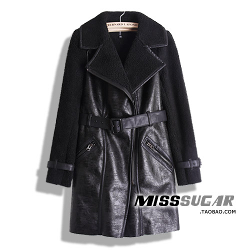 Free shipping, fashion autumn and winter female medium-long chamois berber fleece faux fur one piece overcoat outerwear