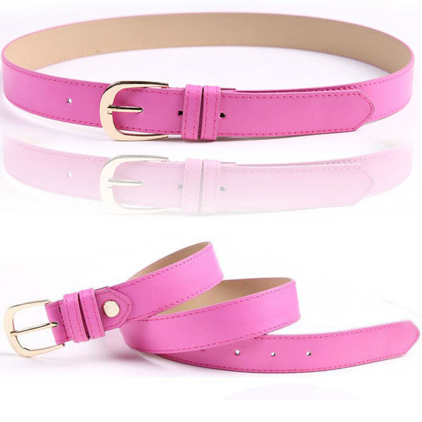 Free shipping Fashion Candy color PU leather Belt  for women with bulkle 7colors wholesale