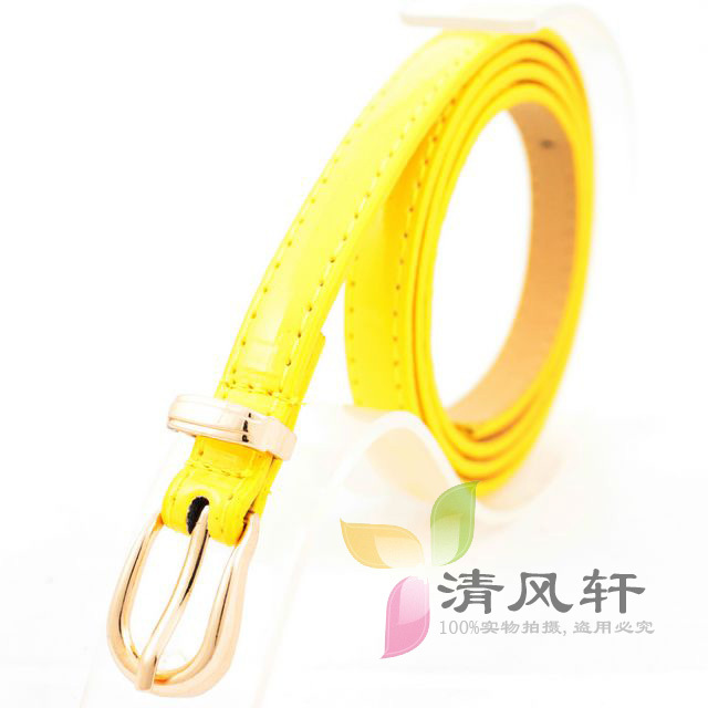 Free shipping Fashion candy color women's japanned leather pin buckle thin belt all-match decoration Women tieclasps strap