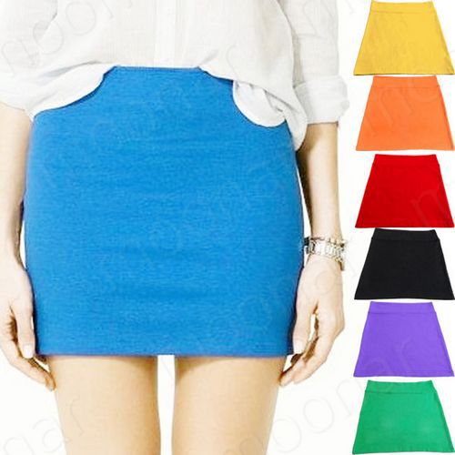 Free Shipping Fashion Candy color Women's Shorts A-Line S Body Mini Elastic Skirts Casual Career Club Stetchy E0870