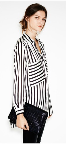 Free shipping Fashion casual chest pocket Decorative striped shirt. Blouse  TB 2380