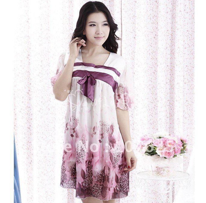 free shipping fashion chiffon sleepwear,pajamas,nightwear,bedgown,robe,sleep clothes,nighty,different colors and free shipping