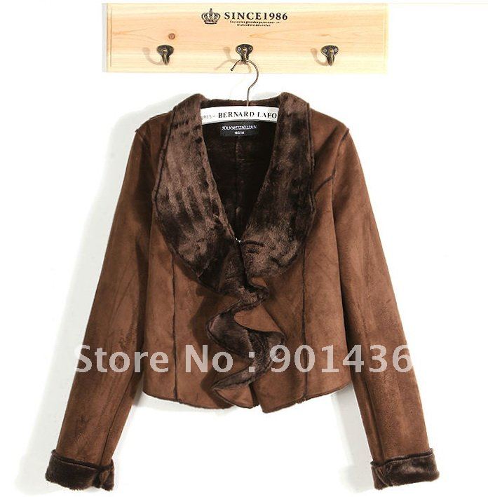 Free shipping! Fashion coat/ Fur coat with fur collar/women's fashion coat