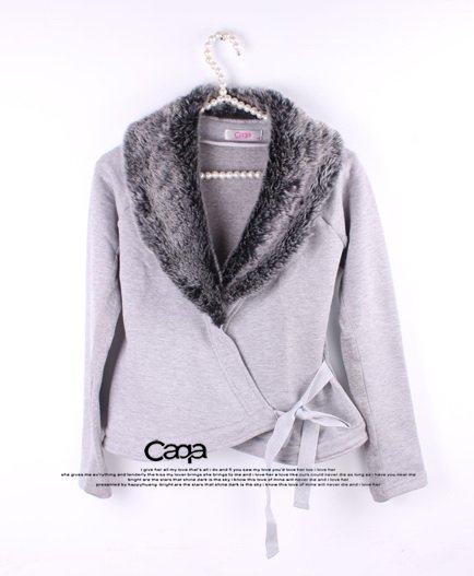 Free shipping! Fashion coat/ Rabbit Fur Coat/ Fur Collar/High quality/gray