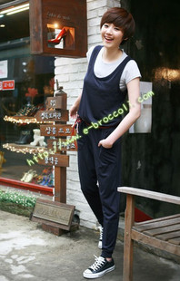 Free Shipping fashion comfortable 100% cotton jumpsuit Loose Causal Ladies' Jumpsuits(Black+Average)121213#8