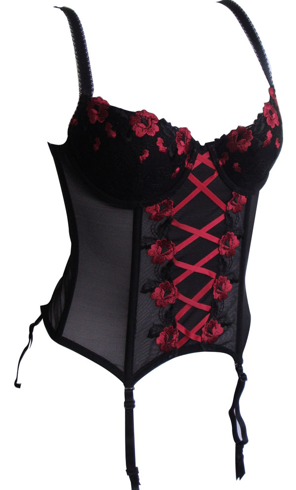 free shipping Fashion corset black transparent gauze cup exquisite embroidery ultra-thin shapewear