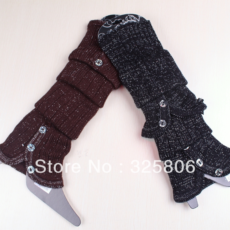 Free shipping Fashion Cotton with shinning printed Leg Warmers for Women,boots Cover High Quality Black Free size CZ-11B