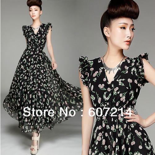 Free shipping fashion dress / chiffon dress / ladies' dress 3-size S, M, L