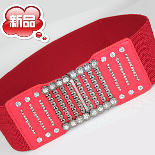 Free Shipping, Fashion Elastic Rhinestone Wide Leather Belt Waistband for Women 1096