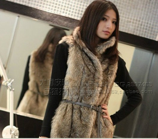 Free shipping Fashion fashion za luxury medium-long female outerwear wool fur vest fur smoky grey