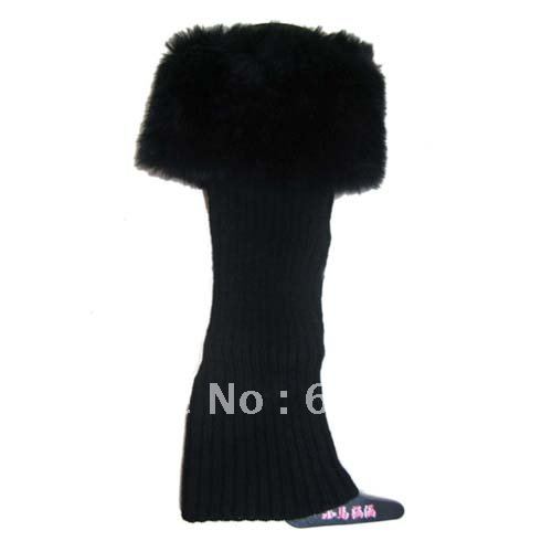 Free Shipping Fashion Faux Fur Around TheTop Knitted Leg Warmers