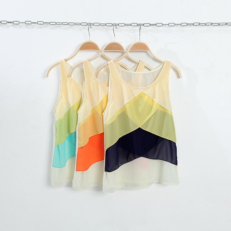 free shipping Fashion female t-shirt sleeveless chiffon top summer strapless sweet cute shirt loose female vest chiffon shirt