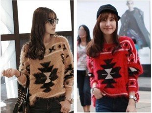 Free shipping fashion Geometric pattern pullover sweaters/women's tops 5 colors,Wholesale/Retail