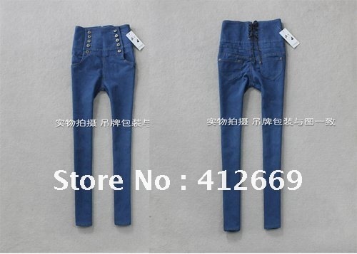 free shipping  fashion high waist skinny  lady  pencil jeans pants denim boots trousers