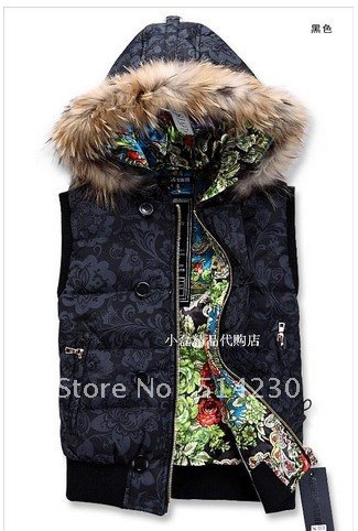 Free Shipping Fashion Hooded Outdoor Down Vest Women