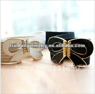 free shipping fashion korean ladies bowknot imitation leather elastic belt,fashion waistband 10pcs/pack