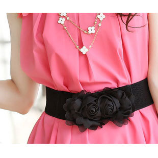 Free Shipping, Fashion Lace Flower Elastic Women's Wide Leather Belt Waistband 1027