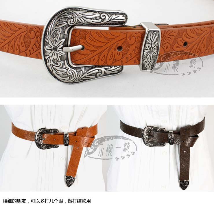 Free shipping  fashion ladies belts Women Pin Buckle Tooled Faux Leather Belt women's belt ssBT-B386-2