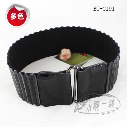 Free shipping fashion ladies beltsWomen Patent Leather X Wide Strtech Elastic Cinch Belt ckk BT-C191yuu