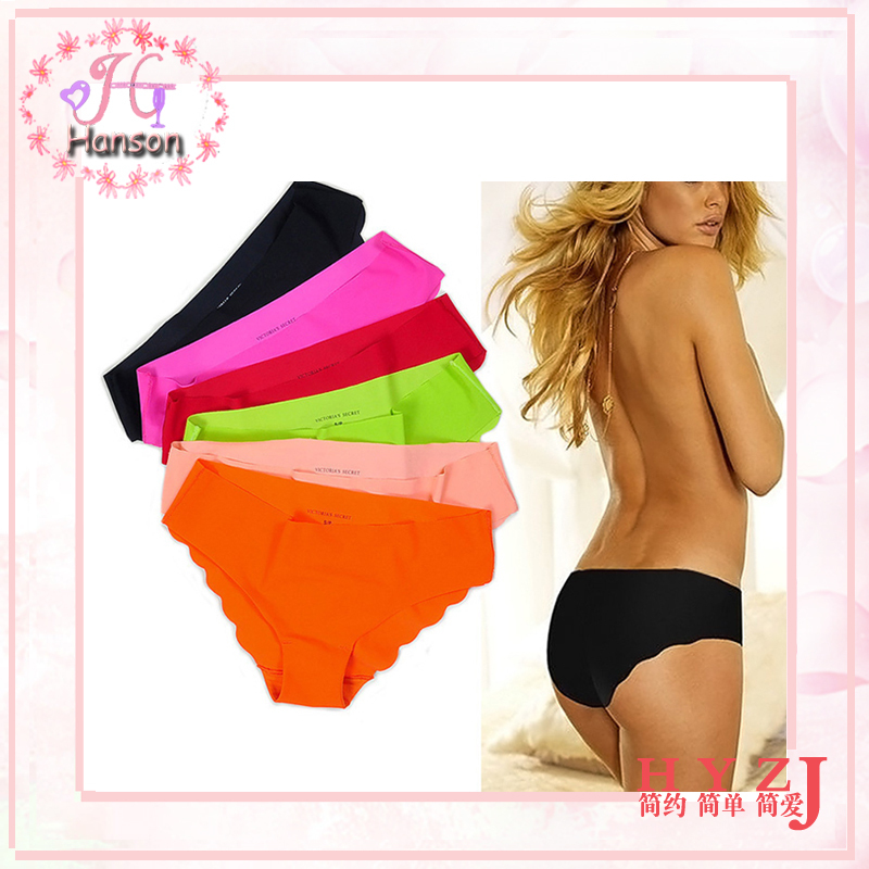 Free shipping Fashion ladies' briefs sexy underwear Pure slim color cotton seamless wavy edge soft briefs