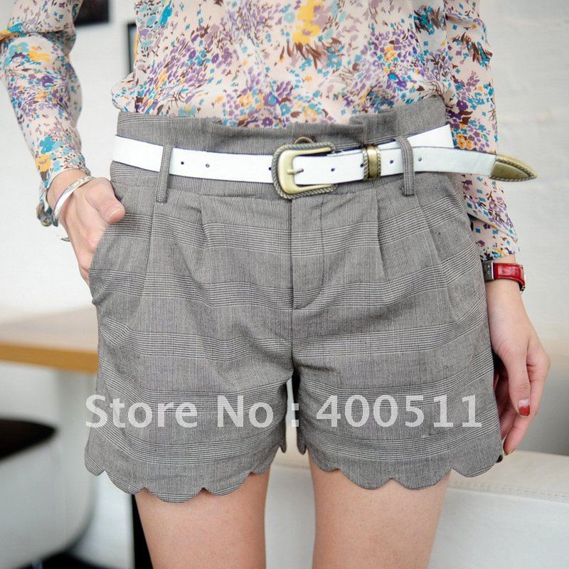 free shipping fashion ladies vintage check shorts c3985