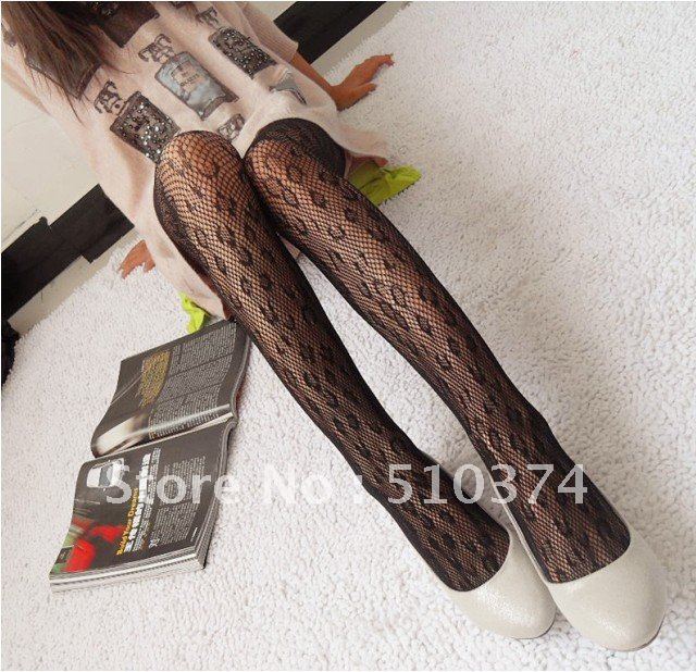 FREE SHIPPING Fashion Leopard grain pantyhose lace pattern hollow mesh stockings Wholesale 10PC/LOT