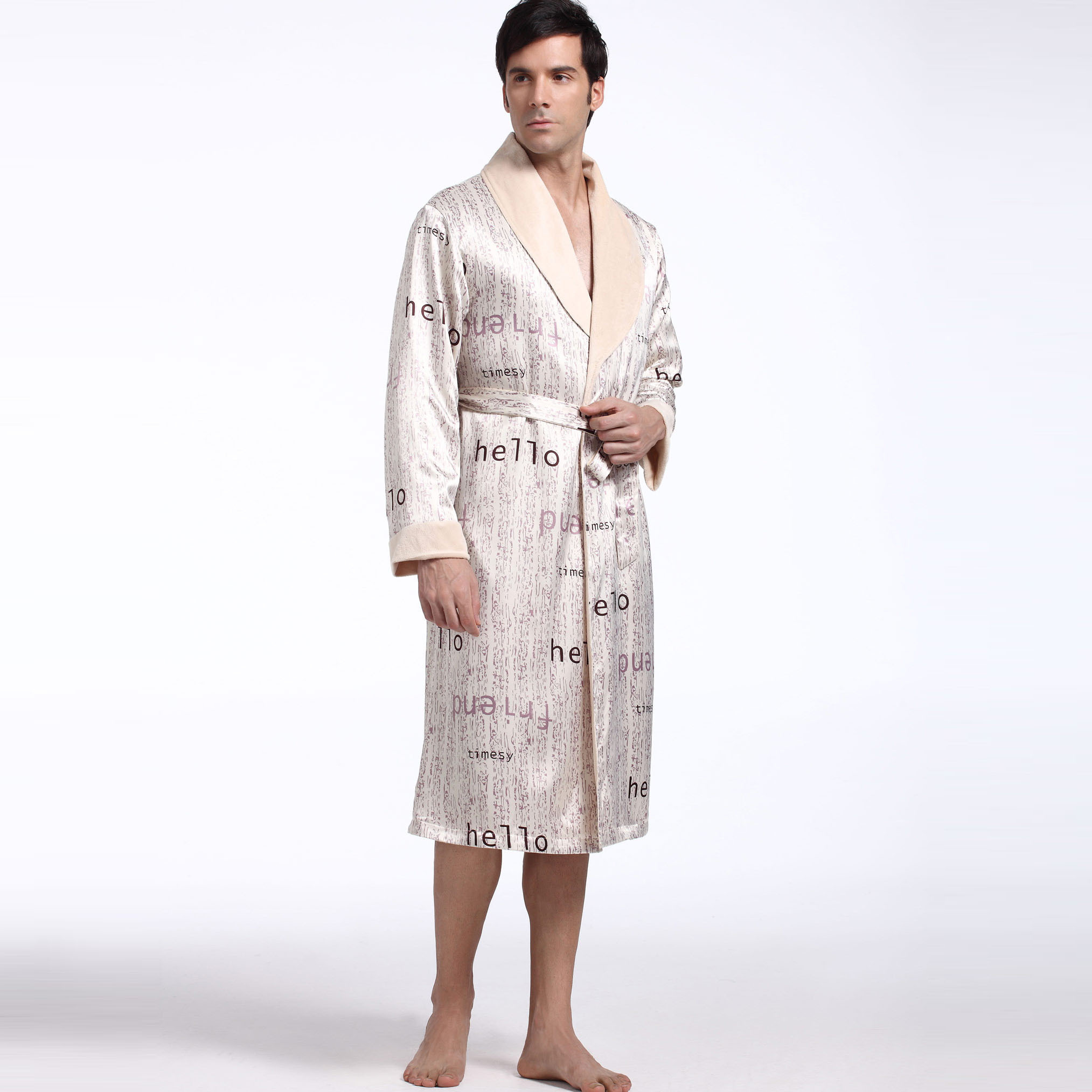 Free shipping Fashion lounge sleepwear lounge large lapel male derlook robed 012011333 Hot sale