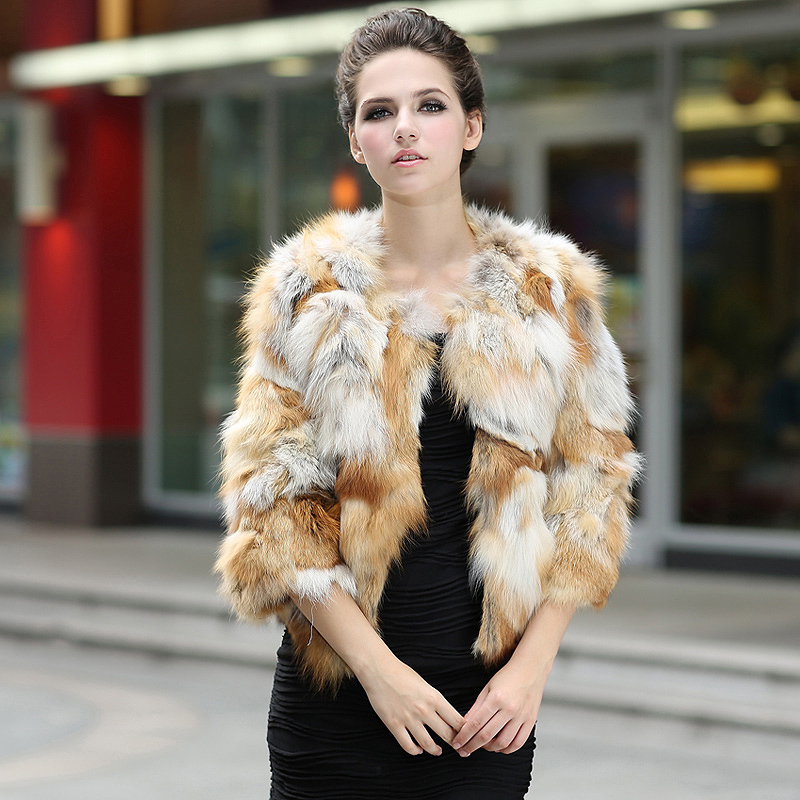 free shipping Fashion o-neck fox fur coat 2012 fox fur sy3528 douhua