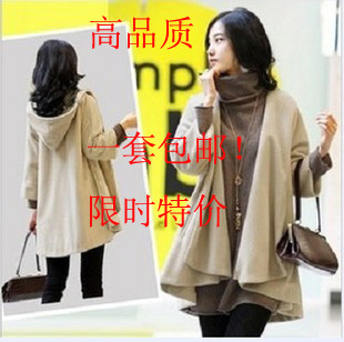 Free shipping   fashion  outerwear winter sheep cashmere overcoat maternity outerwear + long sleeve tshirt 2pcs S189