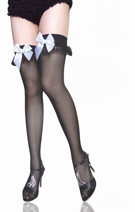 Free Shipping Fashion Over-The-Knee Ultra-Thin Legs Sexy Lace Decoration Bow Stockings