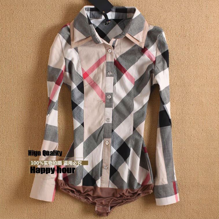 Free shipping! Fashion Plaid female long-sleeve casual slim fit body shirt for women OL blouses SY0043 wholesale & retail