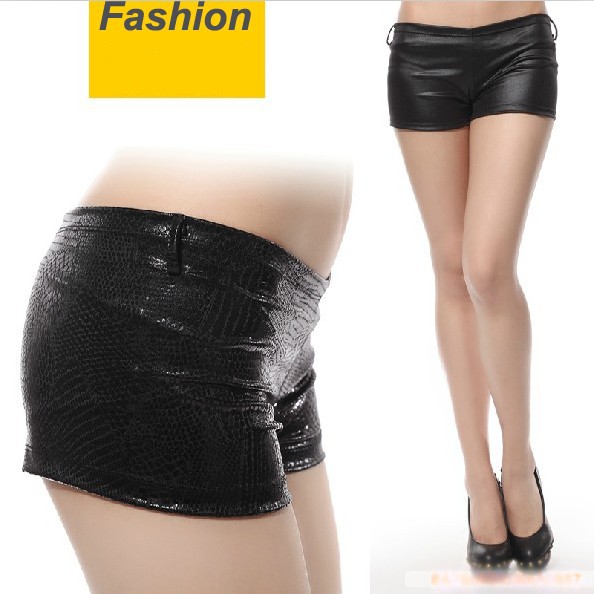 Free shipping fashion PU leather pants / Slim women shorts / 2 style