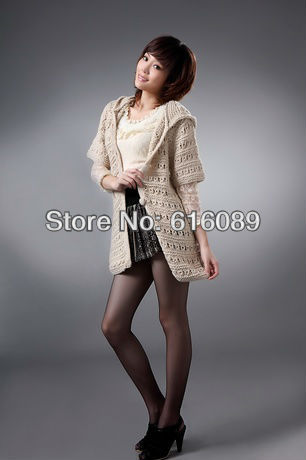 FREE SHIPPING  fashion pure hand-woven cutout loose casual women's sweater outerwear