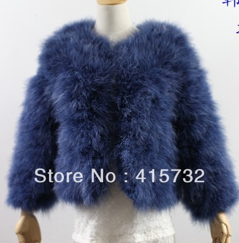 Free Shipping Fashion Real Ostrich Women Jacket Wool Outerwear Short Fur Coat Plus Size Thickening Winter Deluxe Ladies Overcoat