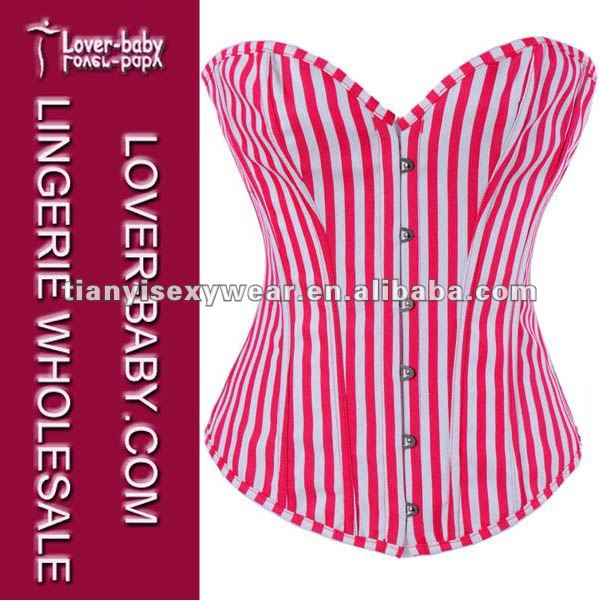 Free Shipping!!! Fashion red & white Striped Sexy Fashion Corset with G-string