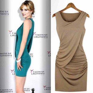 Free shipping Fashion sexy elegant slim hip sleeveless women dress ladys dresses shirring dress 2012