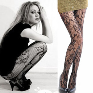 Free Shipping Fashion sexy vintage lace jacquard pantyhose